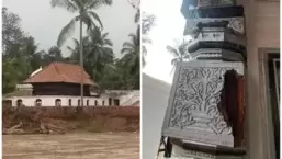 A Hindu temple-like architectural design was discovered underneath an old mosque near Mangaluru in April. (ANI image)