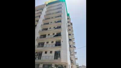 The apartment where the 30-year-old woman was thrown to death from the fourth floor on Friday. (HT PHOTO) The apartment where the 30-year-old woman was thrown to death from the fourth floor on Friday. (HT PHOTO)