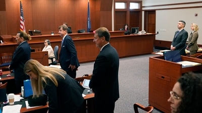 Actors Johnny Depp (left), Amber Heard (right) and their attorneys in the courtroom. (AP) (AP) Actors Johnny Depp (left), Amber Heard (right) and their attorneys in the courtroom. (AP) (AP)