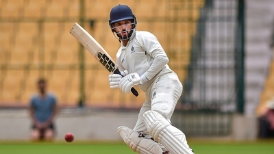 Madhya Pradesh batsman Rajat Patidar plays a shot during the fourth day of the Ranji trophy final cricket match between Mumbai and Madhya Pradesh at M Chinnaswamy Stadium, in Bengaluru (PTI) Madhya Pradesh batsman Rajat Patidar plays a shot during the fourth day of the Ranji trophy final cricket match between Mumbai and Madhya Pradesh at M Chinnaswamy Stadium, in Bengaluru (PTI)