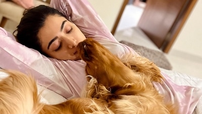 Rashmika Mandanna with her dog.