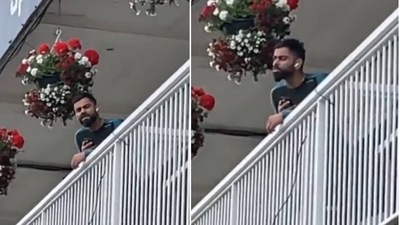 Virat Kohli during India's warm-up game in England (Twitter)