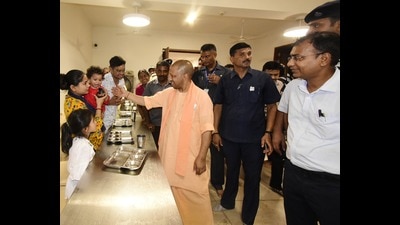 Chief minister Yogi Adityanath reviewing progress of developmental projects in Varanasi on Saturday. (HT PHOTO) Chief minister Yogi Adityanath reviewing progress of developmental projects in Varanasi on Saturday. (HT PHOTO)