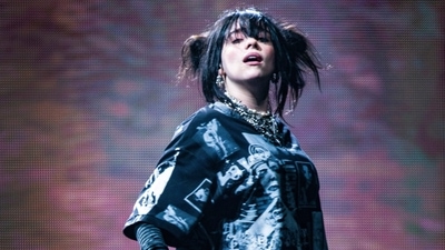 Billie Eilish performs on the Pyramid main stage at Glastonbury Festival on Friday. (AP) (Joel C Ryan/Invision/AP) Billie Eilish performs on the Pyramid main stage at Glastonbury Festival on Friday. (AP) (Joel C Ryan/Invision/AP)