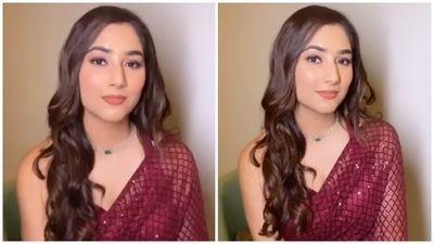 Disha Parmar brings her bling on in sheer saree and sleeveless blouse, it is a must-have for weddings (Instagram) Disha Parmar brings her bling on in sheer saree and sleeveless blouse, it is a must-have for weddings (Instagram)