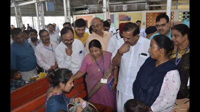 Members of a committee of Indian Railways interacting with passengers at Ludhiana Railway Station on Saturday. (Harvinder Singh/HT)