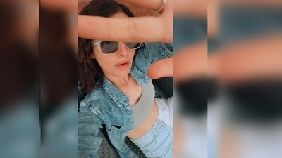 In the selfies shared, Radhika Madan can be seen wearing a grey crop top teamed with a denim jacket and high-rise pants. (Instagram/@radhikamadan) In the selfies shared, Radhika Madan can be seen wearing a grey crop top teamed with a denim jacket and high-rise pants. (Instagram/@radhikamadan)
