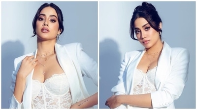 Janhvi Kapoor serves sultry glamour with a 'side of trouble' in lace bustier and thigh-slit mini skirt (Instagram) Janhvi Kapoor serves sultry glamour with a 'side of trouble' in lace bustier and thigh-slit mini skirt (Instagram)