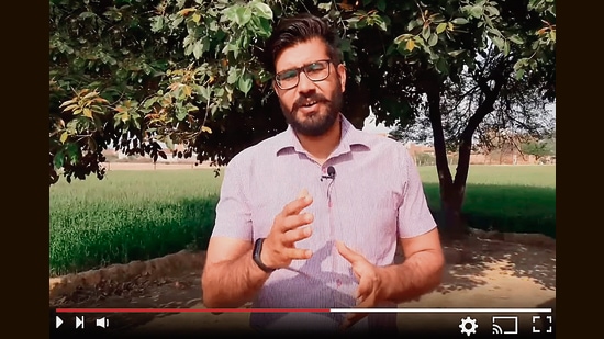 Naresh Choudhary, son of a wheat and pulses farmer, runs a dairy farm and owns 60 head of cattle. ‘I want to help other young Nareshes, the way people helped me,’ he says. His channel, Saher Milky Land, has 1.13 lakh subscribers. Naresh Choudhary, son of a wheat and pulses farmer, runs a dairy farm and owns 60 head of cattle. ‘I want to help other young Nareshes, the way people helped me,’ he says. His channel, Saher Milky Land, has 1.13 lakh subscribers.