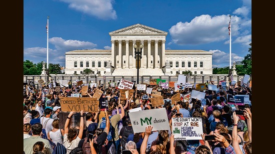 Demonstrators outside of the Supreme Court in Washington. (AP) Demonstrators outside of the Supreme Court in Washington. (AP)