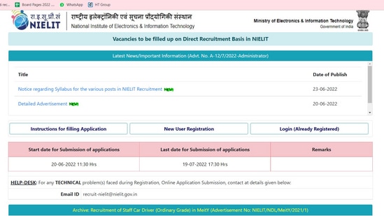 NIELIT Recruitment 2022: Apply for Scientist, Assistant and other posts