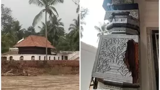 A Hindu temple-like architectural design was discovered underneath an old mosque near Mangaluru in April. (ANI image) A Hindu temple-like architectural design was discovered underneath an old mosque near Mangaluru in April. (ANI image)