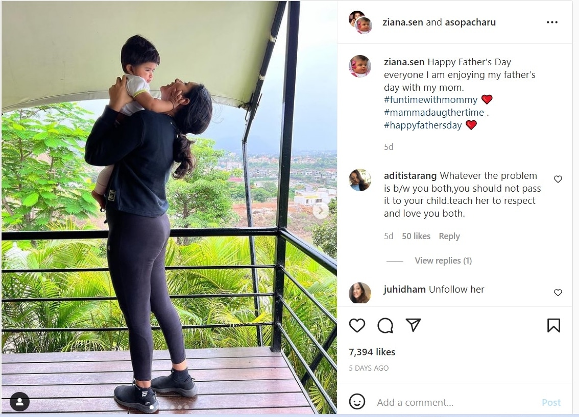Charu Asopa had shared a Father's Day post. 