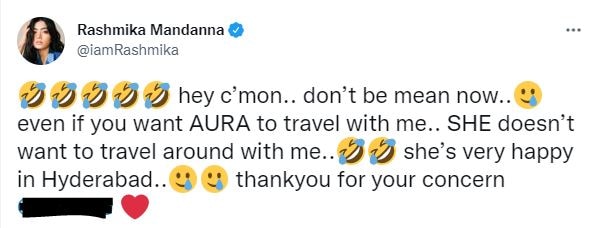 Rashmika asked the portal to not be 'mean'.