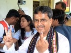 Tripura chief minister Manik Saha after casting his vote for the Tripura Legislative Assembly by-elections in Agartala on Thursday. (ANI ) Tripura chief minister Manik Saha after casting his vote for the Tripura Legislative Assembly by-elections in Agartala on Thursday. (ANI )
