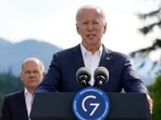 President Joe Biden speaks and formally launches the global infrastructure partnership, on the margins of the G7 Summit in Elmau, Germany.(AP) President Joe Biden speaks and formally launches the global infrastructure partnership, on the margins of the G7 Summit in Elmau, Germany.(AP)