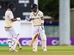 Cheteshwar Pujara (L) with Virat Kohli during the warm-up game(Twitter/Leicestershire) Cheteshwar Pujara (L) with Virat Kohli during the warm-up game(Twitter/Leicestershire)