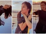 Shehnaaz Gill enjoys sunsets and vibes with the sea and wind in pretty printed mini dress: Watch video inside(Instagram)