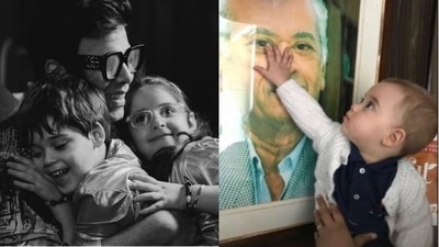 Karan Johar shared old pic of son Yash near Yash Johar's photo frame. Karan Johar shared old pic of son Yash near Yash Johar's photo frame.