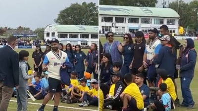Rishabh Pant with fans during the warm-up match in England (Twitter)