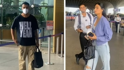 Cricketer KL Rahul and Athiya Shetty were spotted at the Mumbai airport on Sunday. The two reportedly left for Germany. Cricketer KL Rahul and Athiya Shetty were spotted at the Mumbai airport on Sunday. The two reportedly left for Germany. 