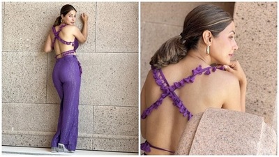 Hina styled the ensemble with gold hoop earrings, a sleek ring, clear peep-toe sandals, a centre-parted sleek ponytail, mauve lip shade, glowing skin, blushed cheeks, light mascara on the lashes and on-fleek eyebrows. (Instagram) Hina styled the ensemble with gold hoop earrings, a sleek ring, clear peep-toe sandals, a centre-parted sleek ponytail, mauve lip shade, glowing skin, blushed cheeks, light mascara on the lashes and on-fleek eyebrows. (Instagram)