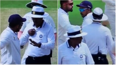 Prithvi Shaw in conversation with umpires on Day 3 (Hotstar) Prithvi Shaw in conversation with umpires on Day 3 (Hotstar)