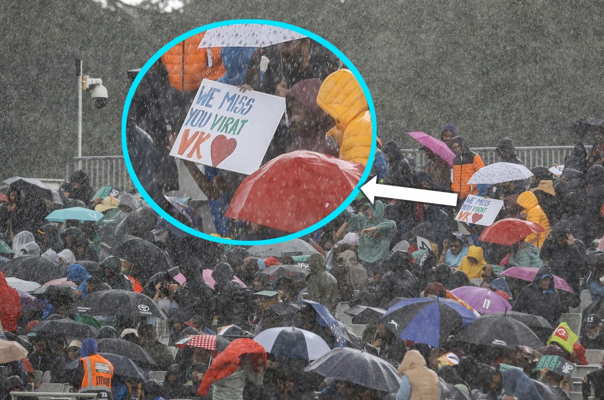 Virat Kohli's name mentioned in a placard (Twitter) Virat Kohli's name mentioned in a placard (Twitter)