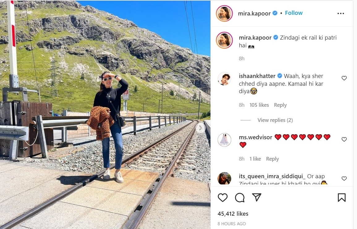 Mira Rajput shared a few pictures from a rail track.&nbsp;