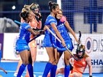 Sonika Tandi celebrates with her teammates. (Hockey India)