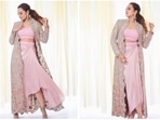 Sonakshi Sinha's latest Instagram post in a pink skirt set has us all smittened. In the pictures, the Dabangg actor can be seen donning a pastel pink skirt set which she teamed with an embellished jacket.(Instagram/@aslisona)