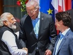 Prime Minister Narendra Modi with US President Joe Biden and Prime Minister of Canada Justin Trudeau at the G7 Summit in Germany. Prime Minister Narendra Modi with US President Joe Biden and Prime Minister of Canada Justin Trudeau at the G7 Summit in Germany. 