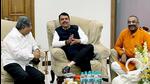 Leader of opposition in the assembly Devendra Fadnavis with BJP’s Maharashtra unit president Chandrakant Patil at a core committee meeting on Monday. ANI Leader of opposition in the assembly Devendra Fadnavis with BJP’s Maharashtra unit president Chandrakant Patil at a core committee meeting on Monday. ANI