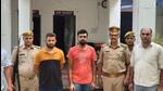Ravi Thakkar (third from left) in custody on Monday. (Sourced) Ravi Thakkar (third from left) in custody on Monday. (Sourced)
