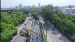 A drone image of the ongoing drain cleaning exercise in Ghaziabad. (Sourced) A drone image of the ongoing drain cleaning exercise in Ghaziabad. (Sourced)