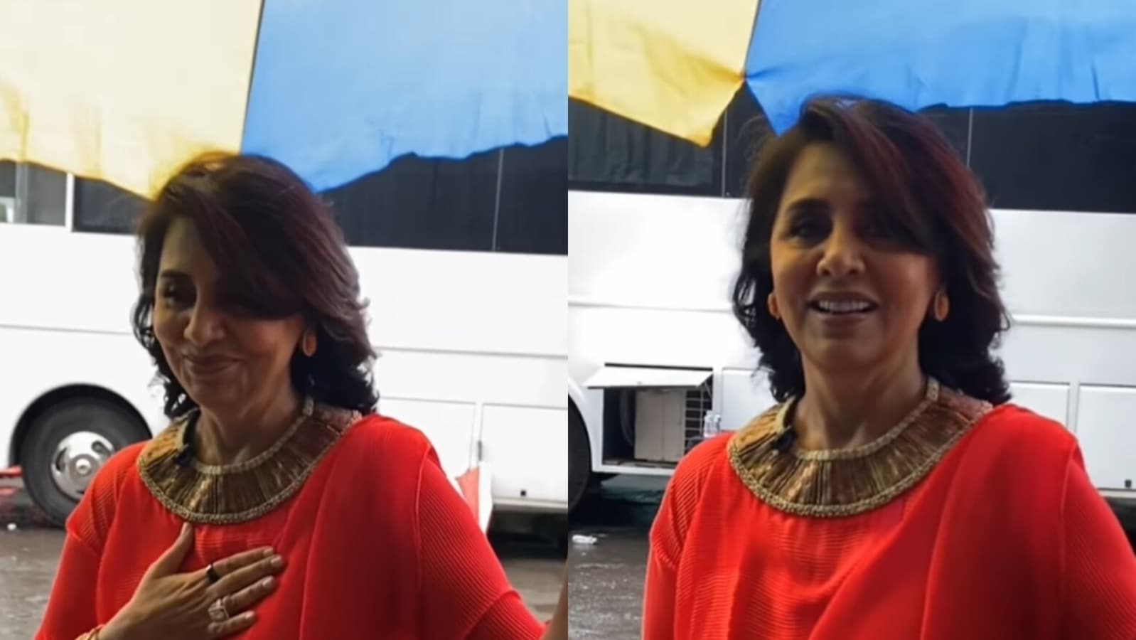 Neetu Kapoor blushes as paps tell her ‘dadi banne wale ho’.