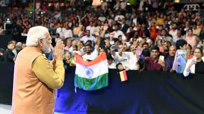 Prime Minister Narendra Modi at Community event, in Munich, Germany on Sunday. (ANI/) Prime Minister Narendra Modi at Community event, in Munich, Germany on Sunday. (ANI/)