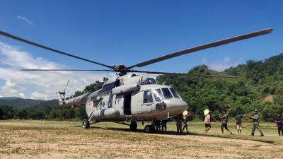 Indian Air Force (IAF) distributes relief materials during rescue and relief operations in the flood-affected areas of Assam and Meghalaya.