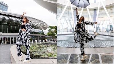Sonakshi Sinha earlier treated her fans with pictures from her Singapore vacation. In the stills, she can be seen having a gala time exploring the city and visiting the Arts and Science Museum. The actor took over the streets of Singapore in comfy black checkered printed jacket set. (Instagram/@aslisona) Sonakshi Sinha earlier treated her fans with pictures from her Singapore vacation. In the stills, she can be seen having a gala time exploring the city and visiting the Arts and Science Museum. The actor took over the streets of Singapore in comfy black checkered printed jacket set. (Instagram/@aslisona)