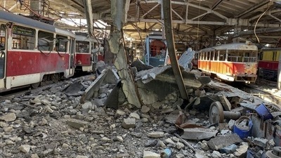A view shows a tram depot destroyed by a Russian missile strike, as Russia's attack on Ukraine continues, in Kharkiv. (File image) (REUTERS)