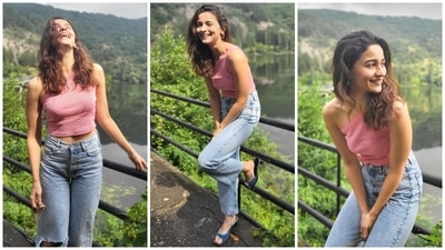 In this last look, Alia chose a one-shoulder ribbed crop top with high-rise distressed mom jeans. She wore it with peep-toe sandals and open tresses. Meanwhile, on Monday, Alia Bhatt broke the internet as she dropped a picture of herself and her husband, Ranbir Kapoor, announcing they are having a 'baby'. The photo showed the couple sitting inside a hospital. (Instagram) In this last look, Alia chose a one-shoulder ribbed crop top with high-rise distressed mom jeans. She wore it with peep-toe sandals and open tresses. Meanwhile, on Monday, Alia Bhatt broke the internet as she dropped a picture of herself and her husband, Ranbir Kapoor, announcing they are having a 'baby'. The photo showed the couple sitting inside a hospital. (Instagram)
