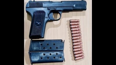Arms and ammunition recovered from the terrorist nabbed in Doda. (HT Photo) Arms and ammunition recovered from the terrorist nabbed in Doda. (HT Photo)