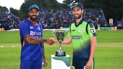 Andrew Balbirnie of Ireland and Hardik Pandya of India (Getty Images)