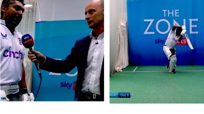 Kumar Sangakkara plays majestic cover drives batting in the nets (Screengrab) Kumar Sangakkara plays majestic cover drives batting in the nets (Screengrab)