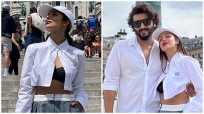 Malaika Arora twins with Arjun Kapoor, dons crop shirt with bralette and pants for brunch date in Paris, we love it&nbsp; (Instagram)