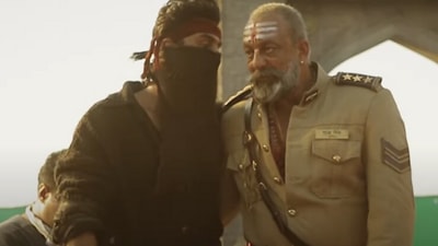 Ranbir Kapoor and Sanjay Dutt in BTS video from Shamshera. Ranbir Kapoor and Sanjay Dutt in BTS video from Shamshera. 