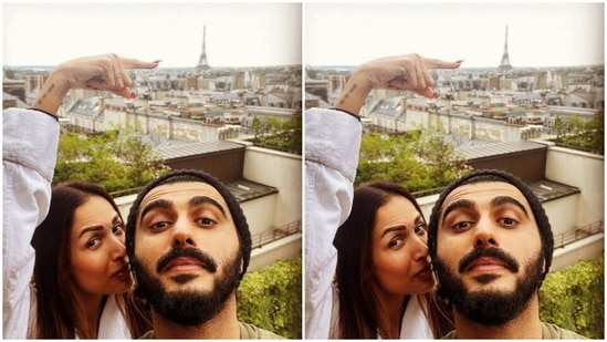 We can’t get enough of the couple posing with the backdrop of Paris. Malaika even pointed out the Eiffel Tower for us.(Instagram/@arjunkapoor)