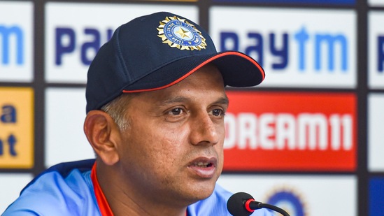 Rahul Dravid speaks during a press conference.(PTI) Rahul Dravid speaks during a press conference.(PTI)