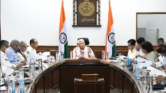 The Haryana cabinet meeting underway on Monday. (HT PHOTO)