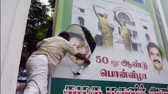 An AIADMK camp led by Edappadi Palaniswami (EPS) on Monday described O Panneerselvam (OPS), who is leading another camp, as a “symbol of betrayal”. (PTI) An AIADMK camp led by Edappadi Palaniswami (EPS) on Monday described O Panneerselvam (OPS), who is leading another camp, as a “symbol of betrayal”. (PTI)